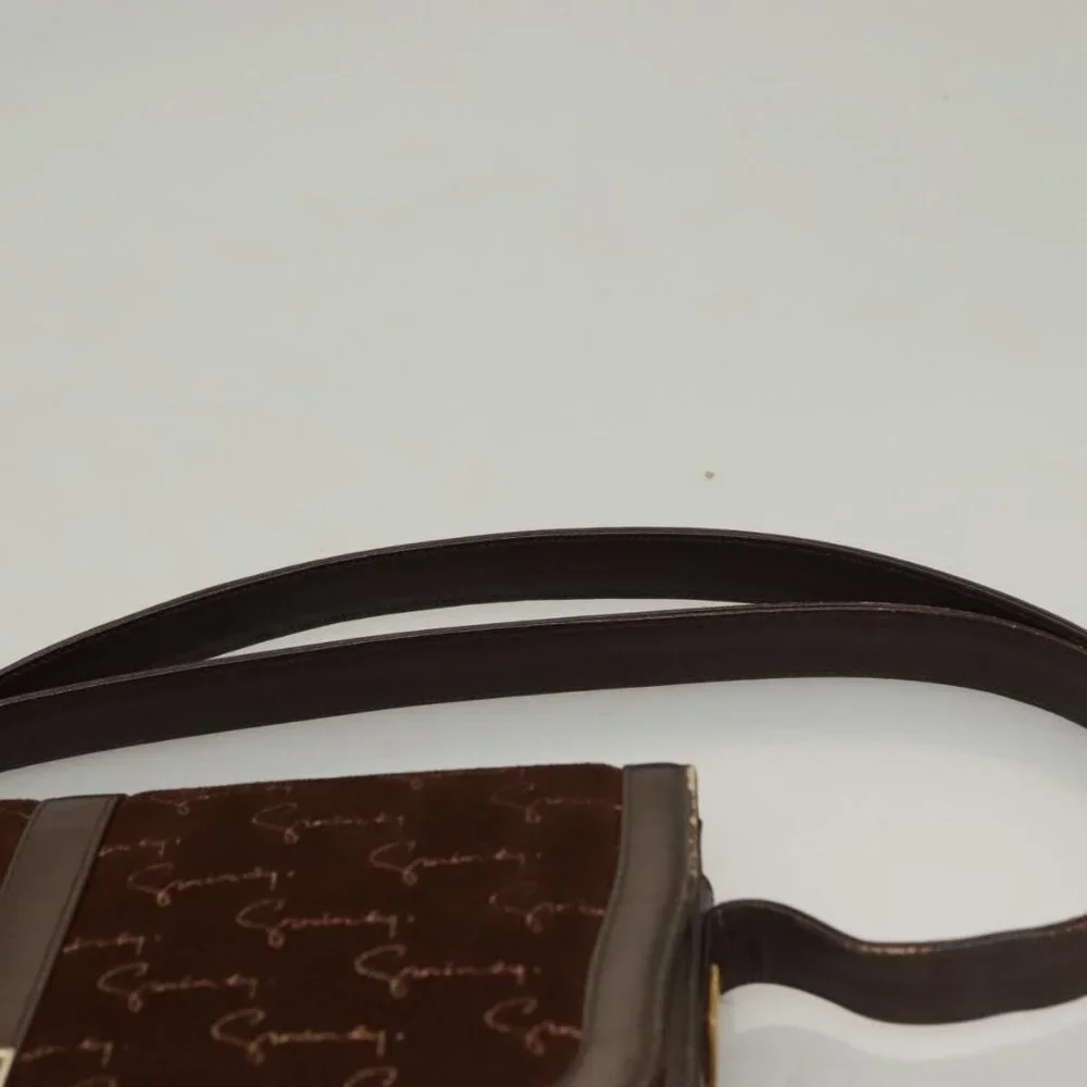 Authentic GIVENCHY Shoulder Bag Suede Brown Gold - Picture 6 of 16
